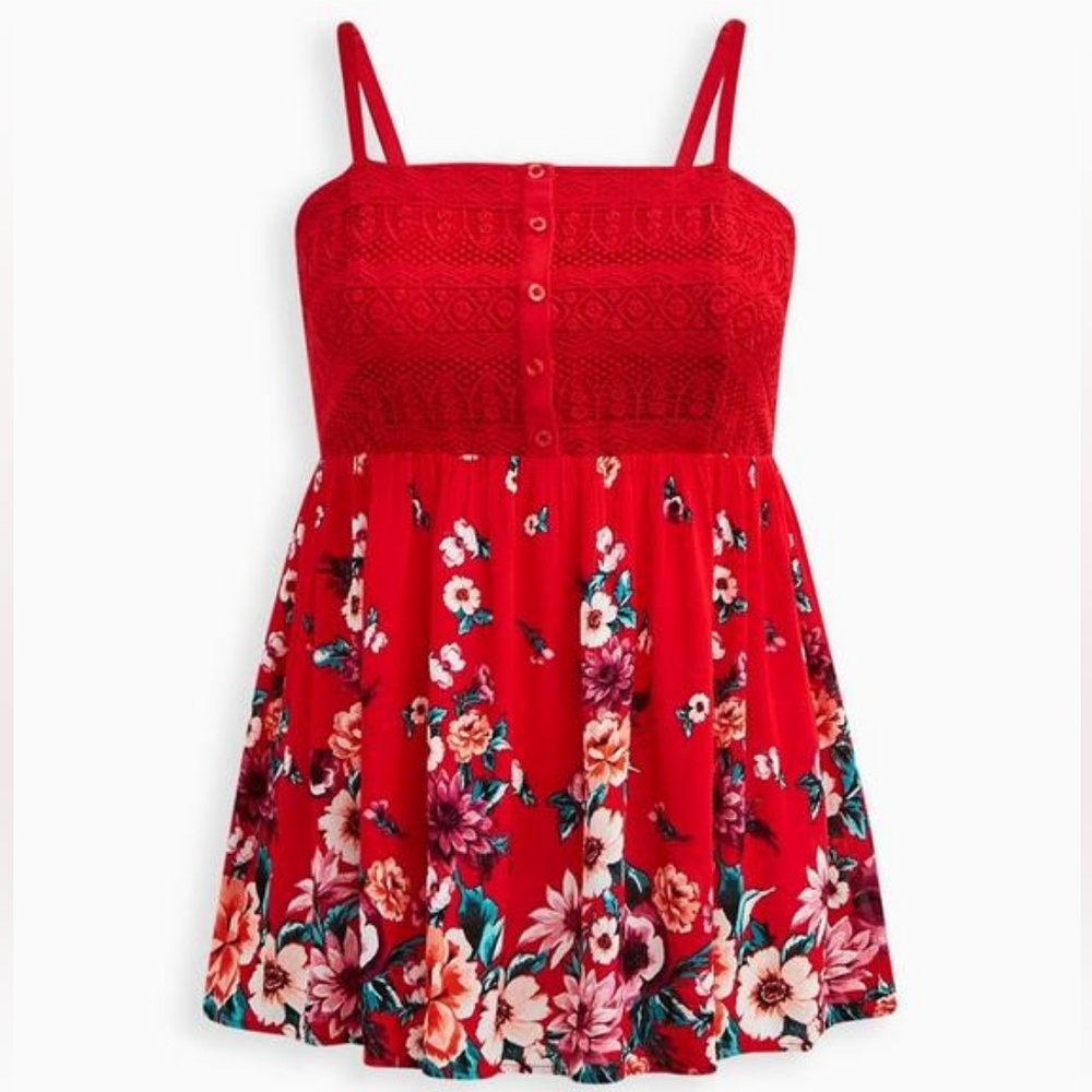 Babydoll Gauze Crochet Trim Cami